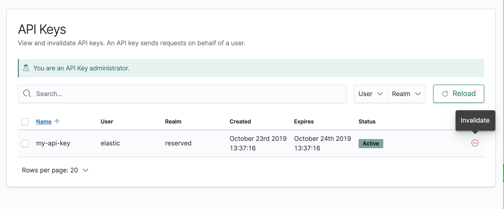 API Keys invalidate