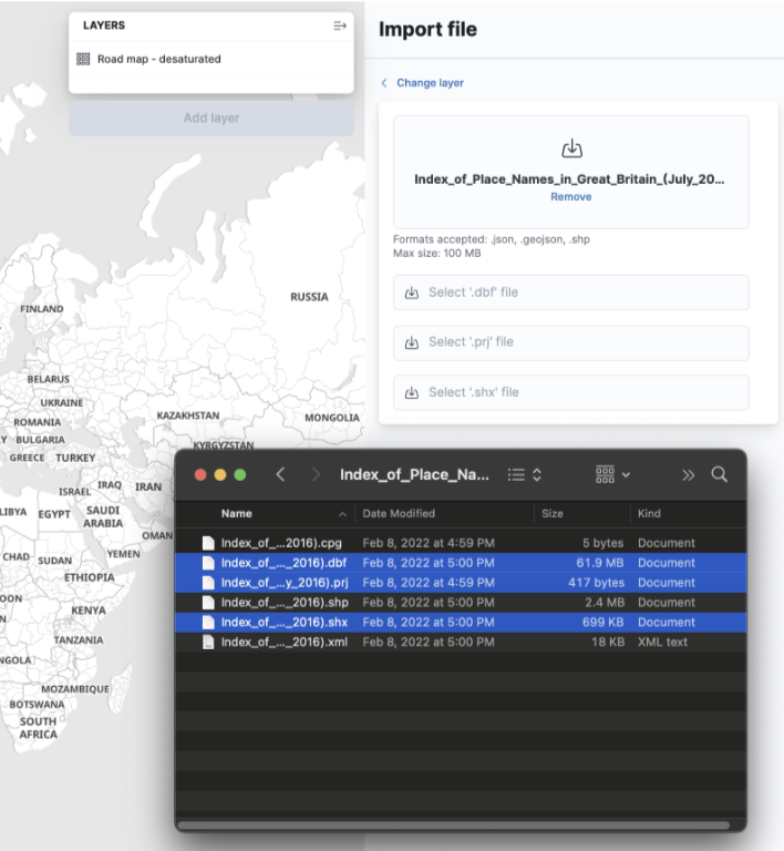 Shapefile upload in Maps