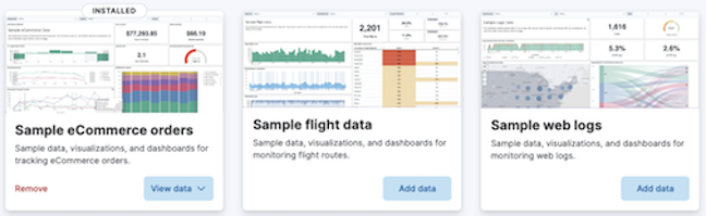 Add data UI for the sample data sets