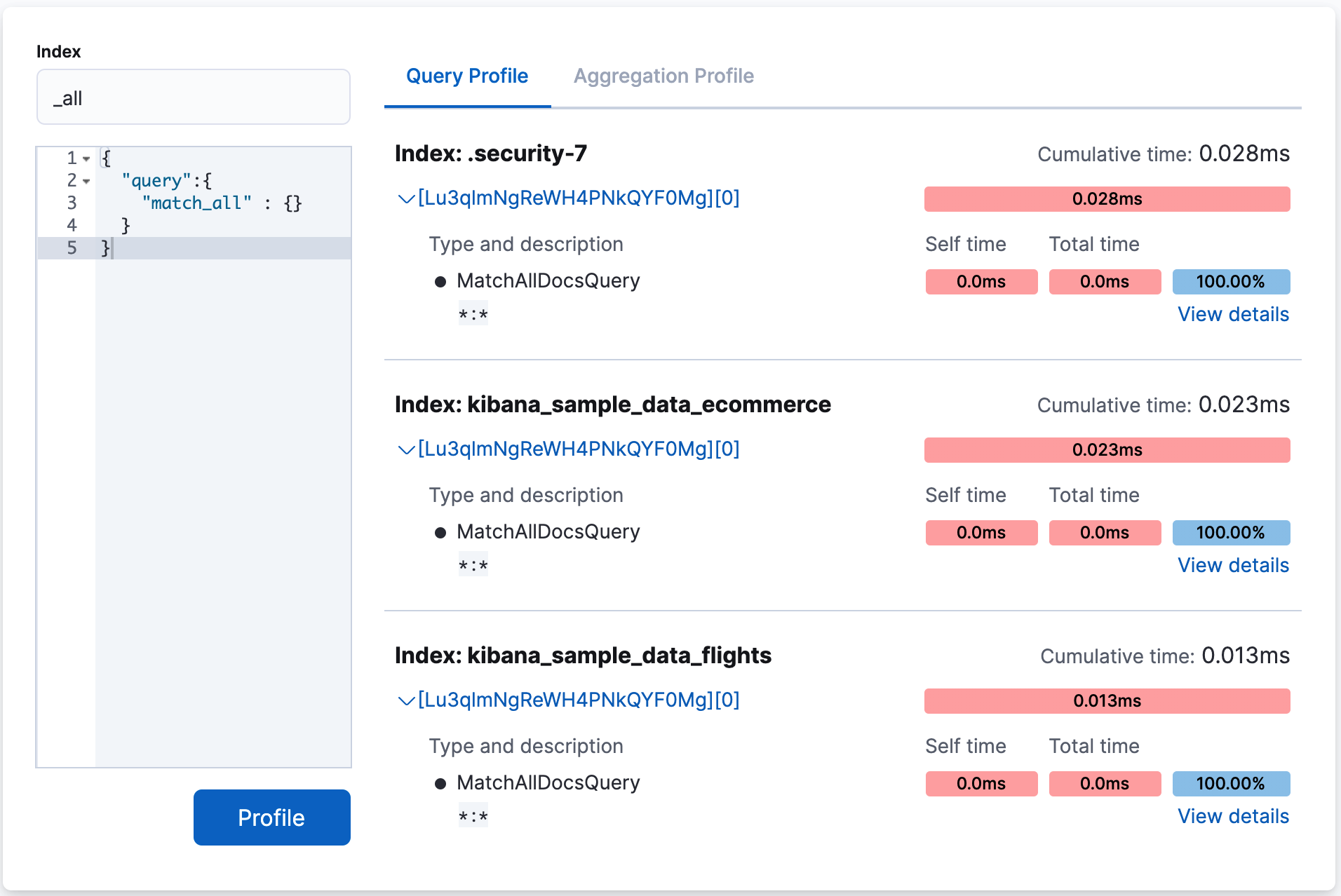 Search Profiler visualization