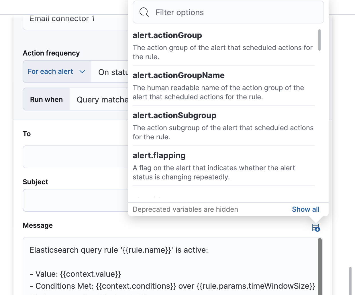 Passing rule values to an action