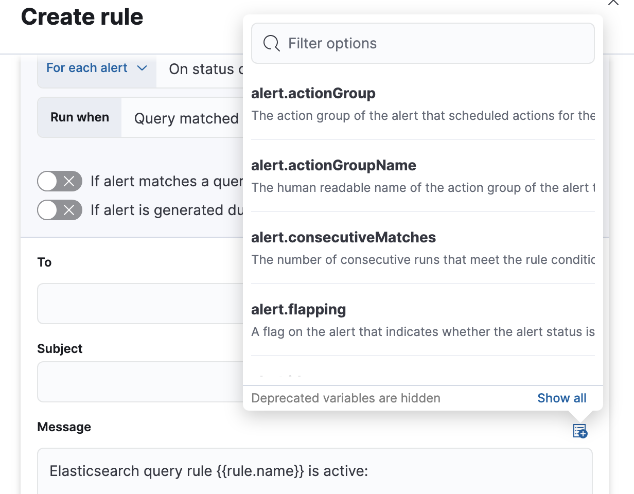 Passing rule values to an action