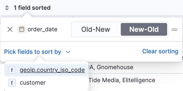 Multi field sort in the document table