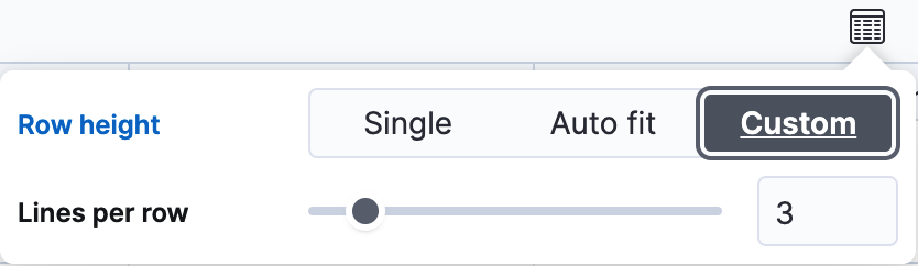 Row height settings for the document table