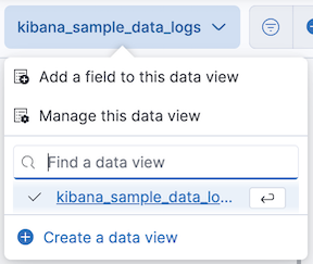 Dropdown menu located next to data view field with items for adding and managing fields