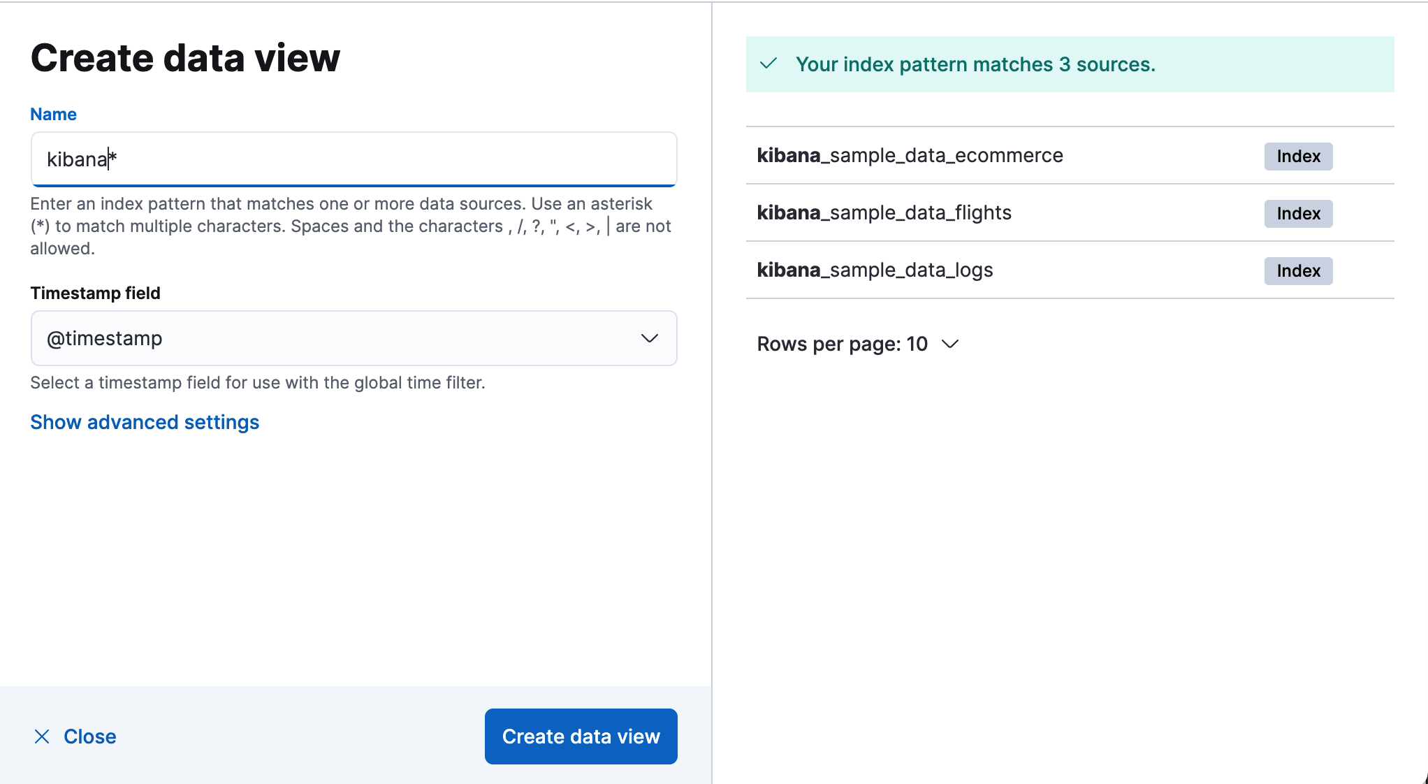 Create data view