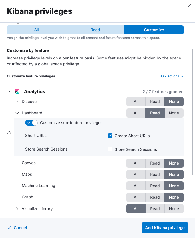 Assign feature privilege