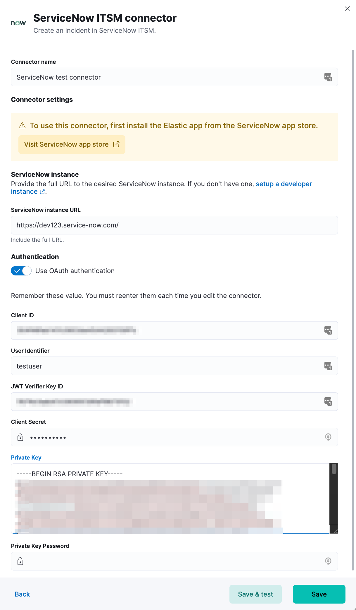 ServiceNow connector using OAuth