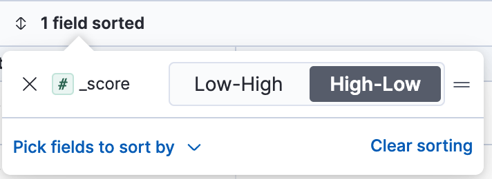 Field sorting popover