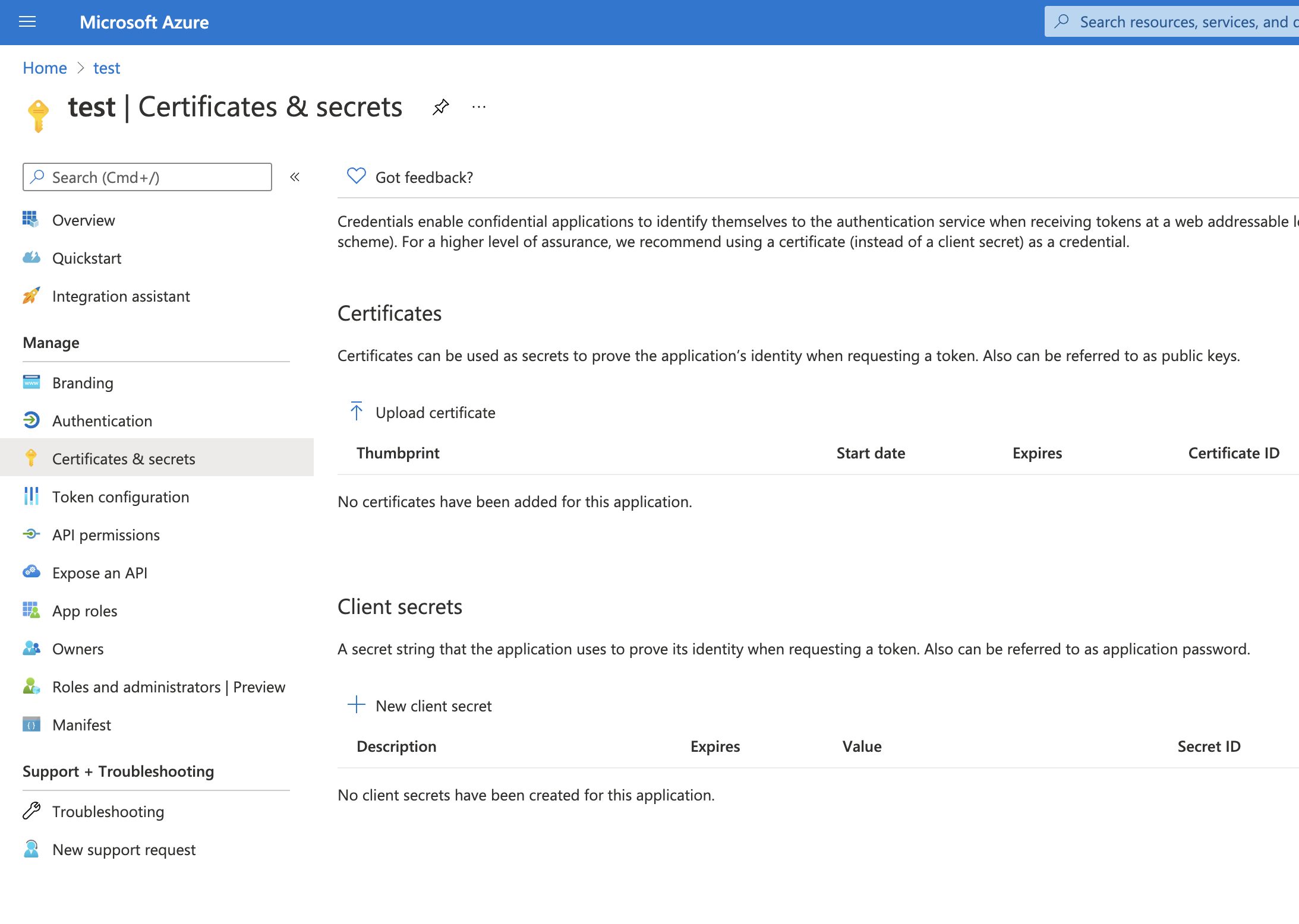 MS Exchange secrets configuration