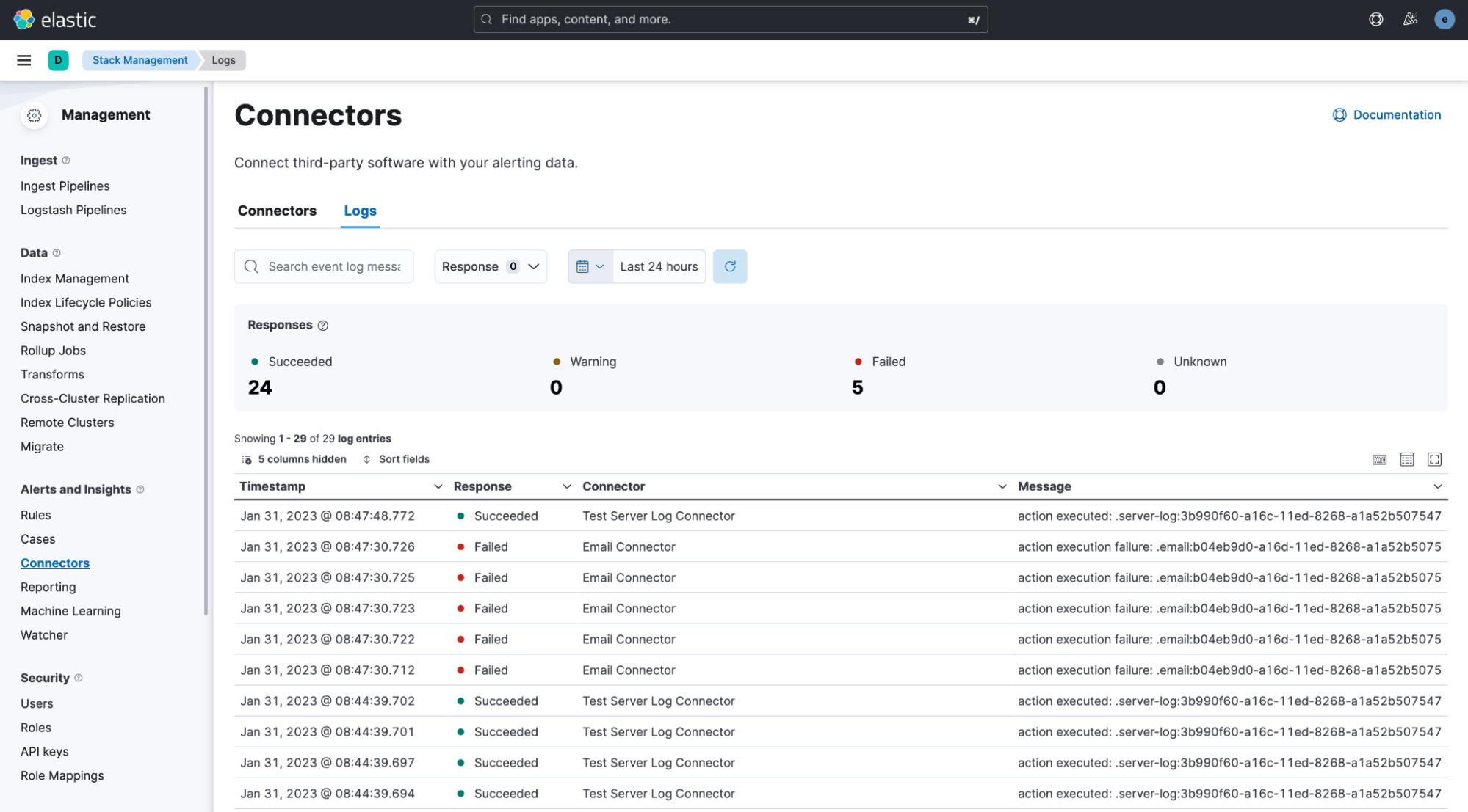 Connection management UI