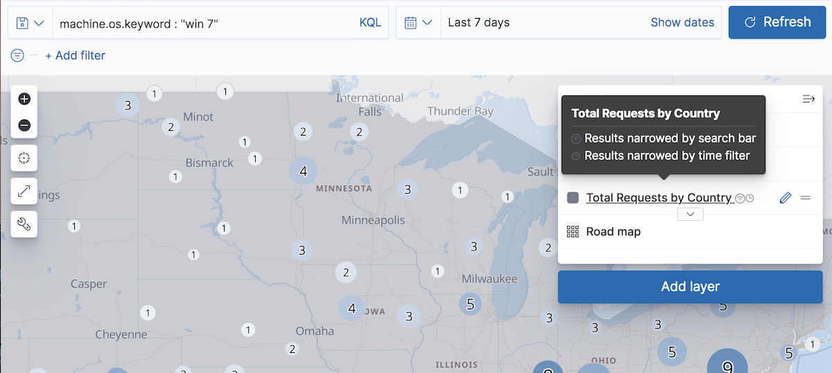 global search and global time narrowing results