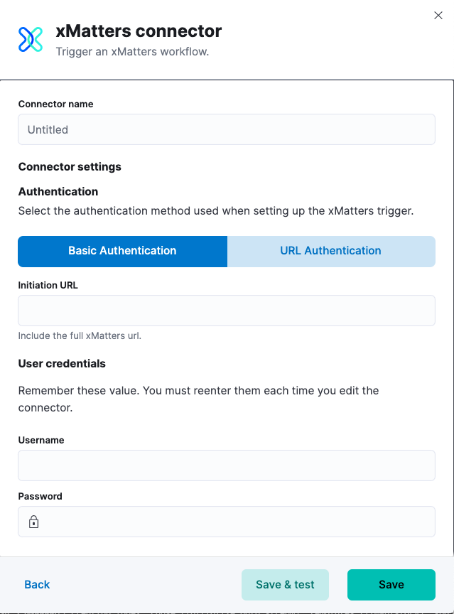 xMatters connector with basic authentication