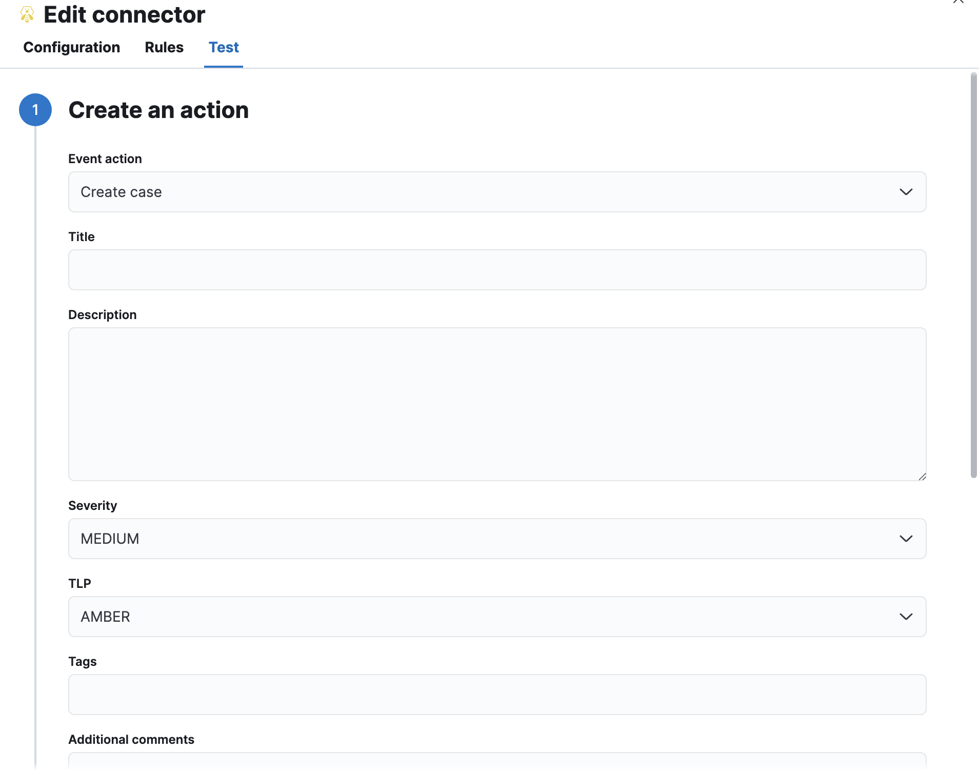 TheHive case params test