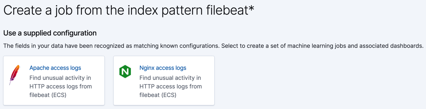 A screenshot of the Filebeat job creation wizards