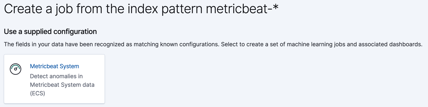 A screenshot of the Metricbeat job creation wizards