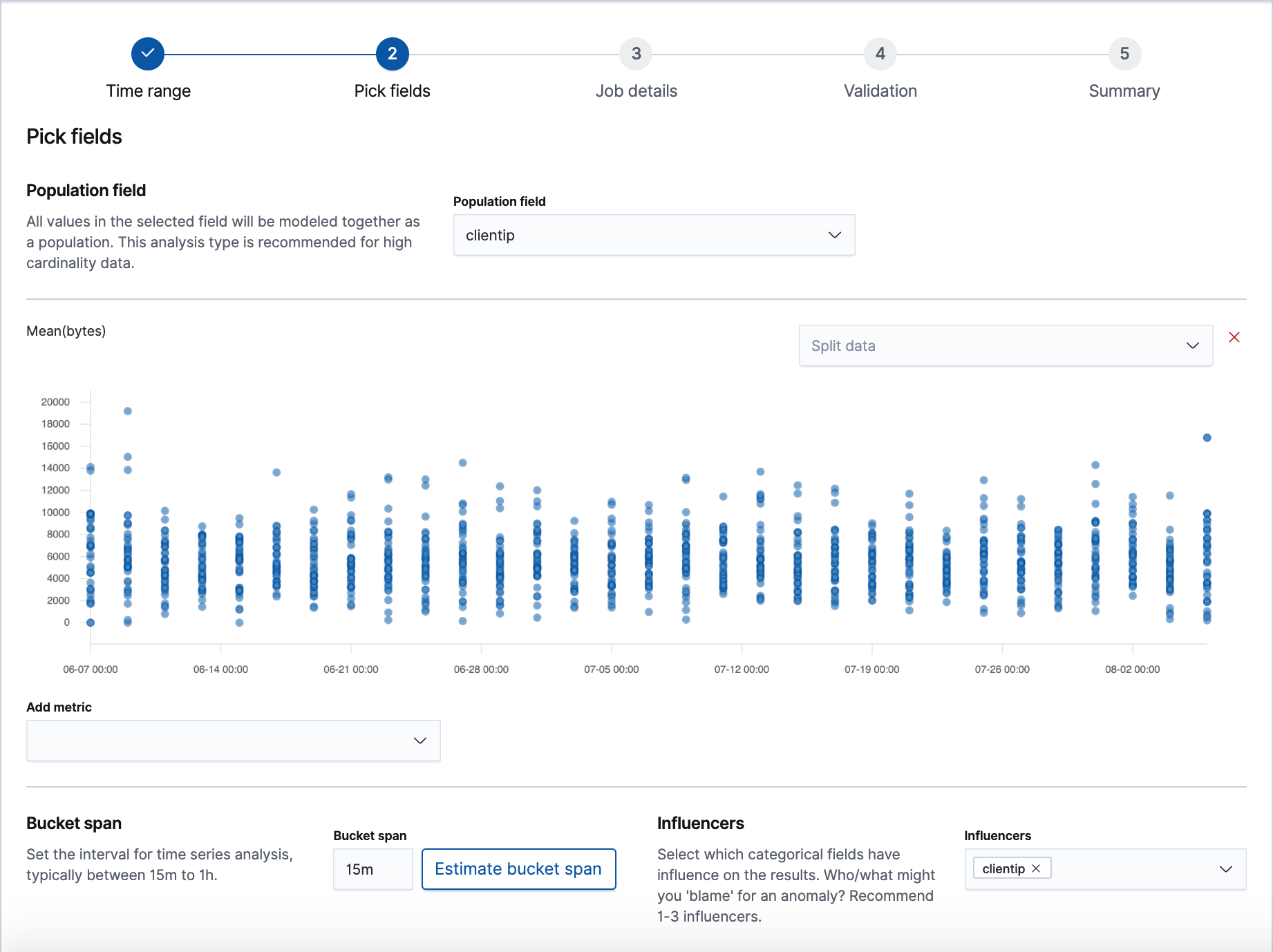 "Job settings in the population job wizard