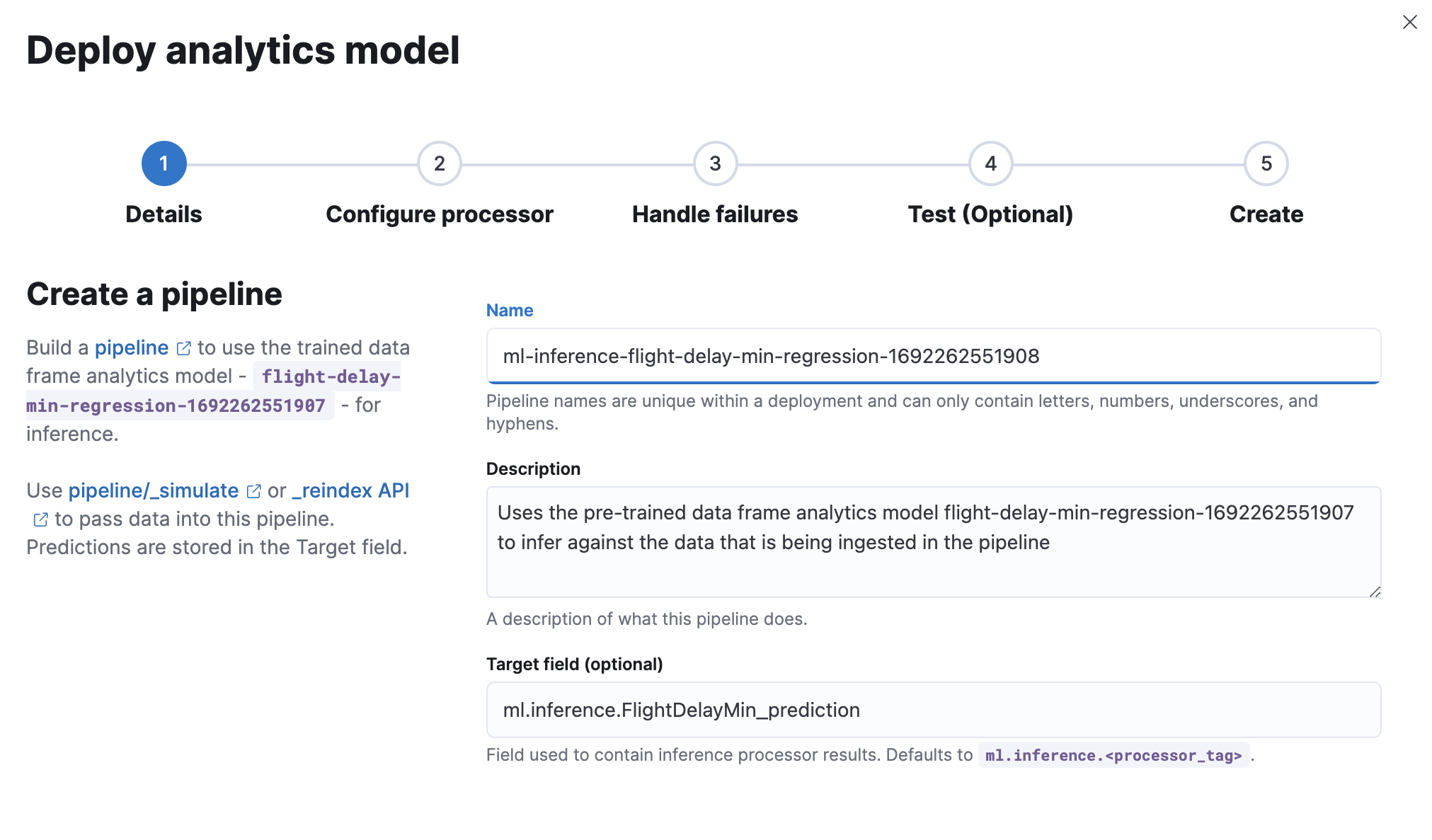 Creating an inference pipeline