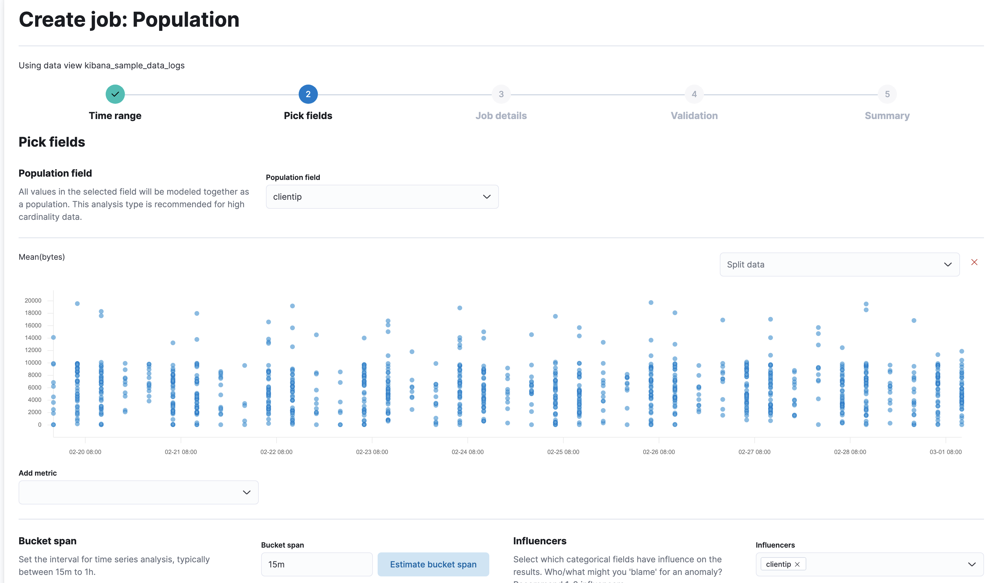 "Job settings in the population job wizard