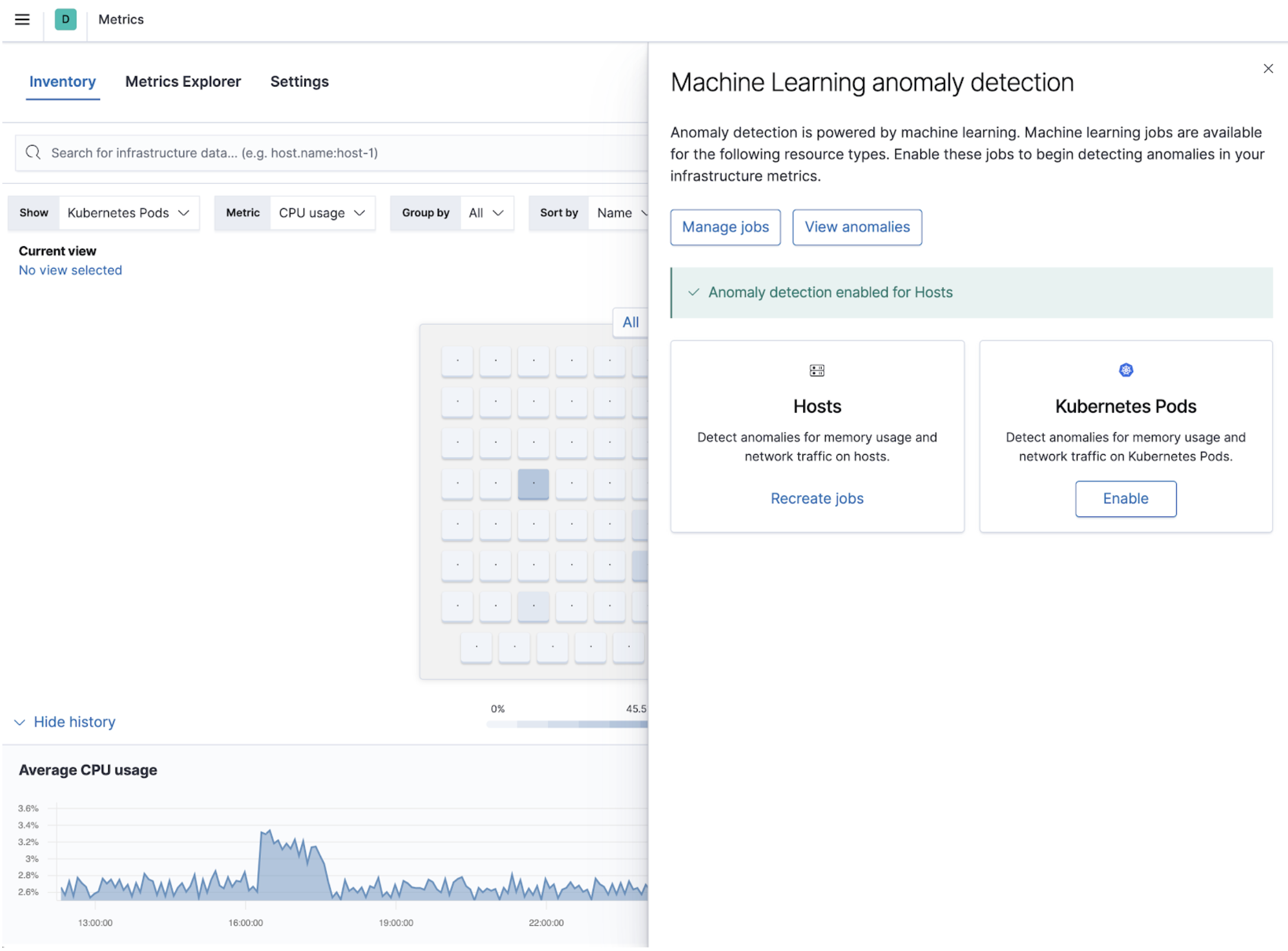 Anomaly detection for hosts and Kubernetes pods