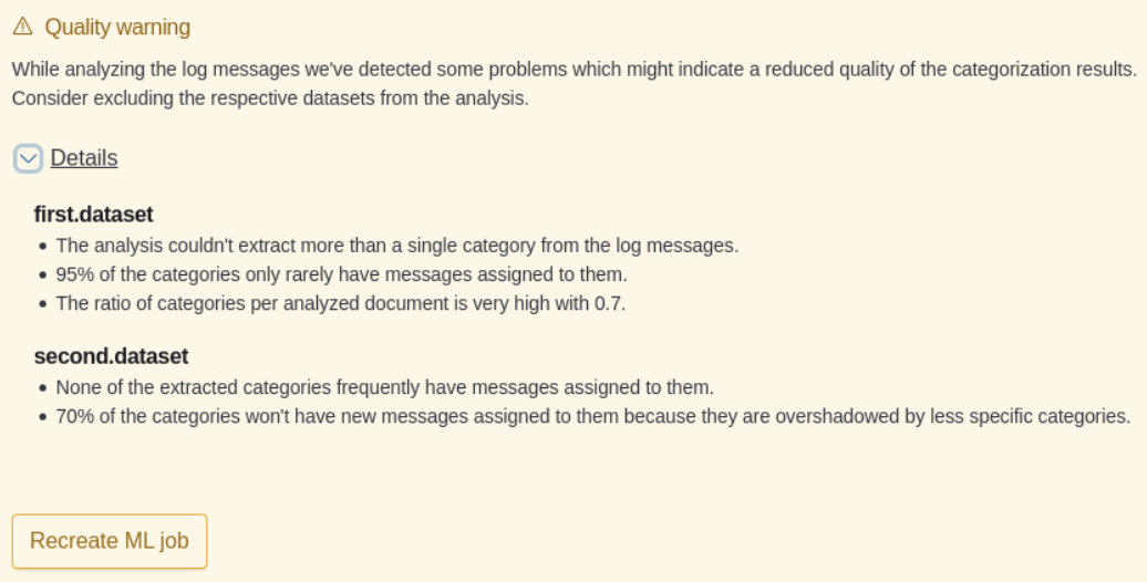 Log categorization warnings