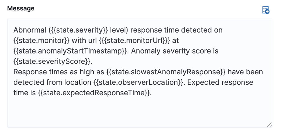 Alert message variables