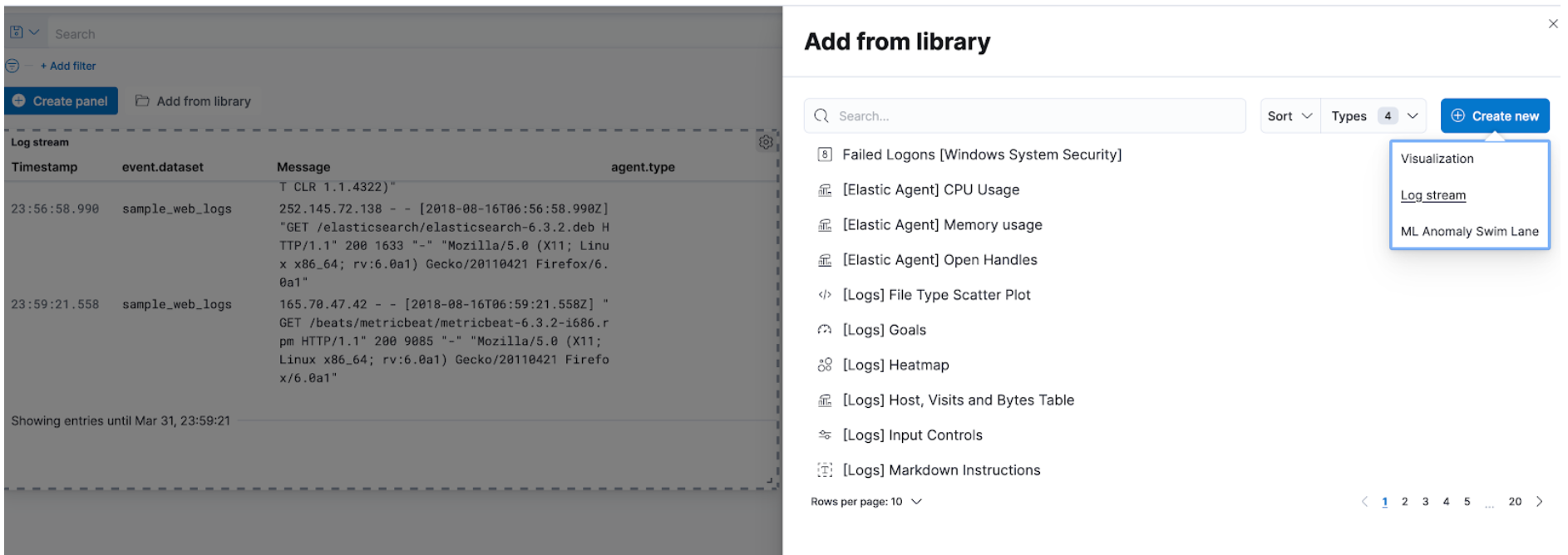 Embedded logs stream