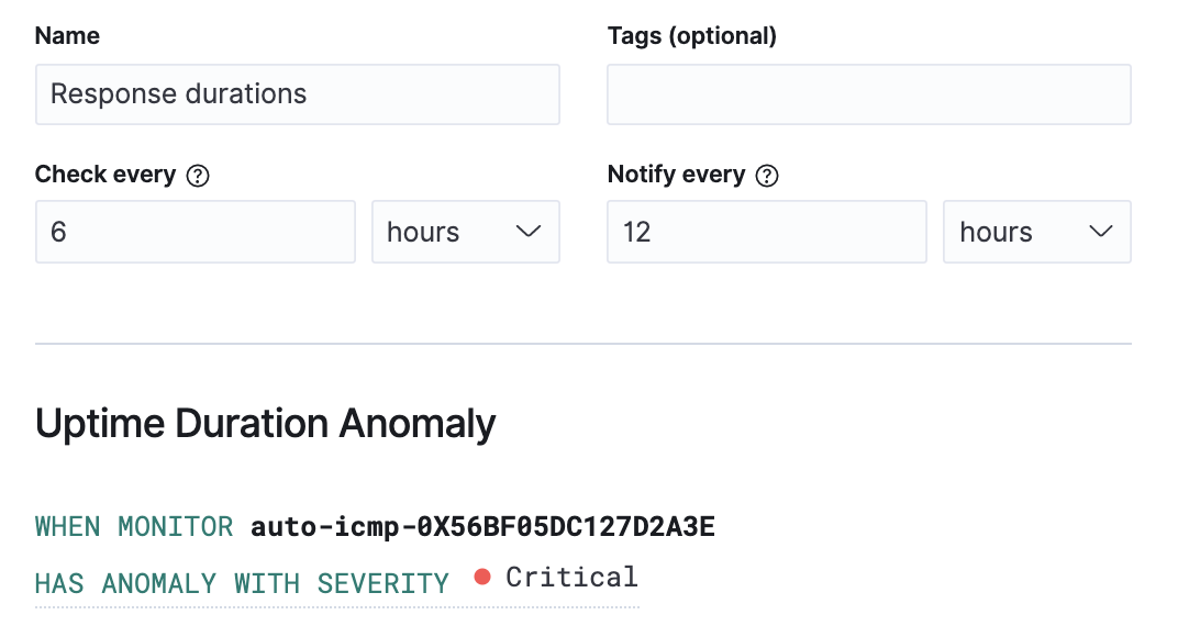 Uptime response duration alert