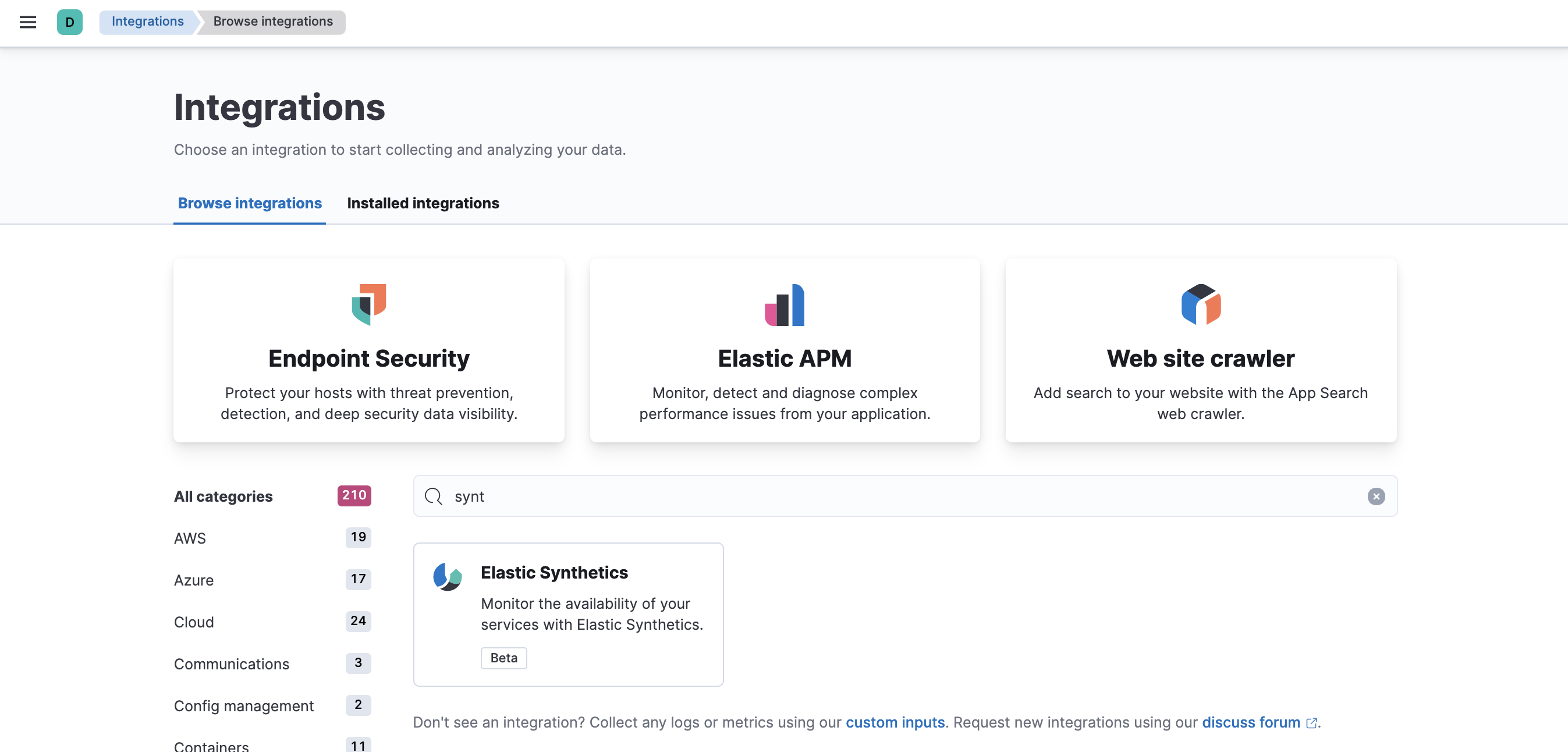 Fleet showing Synthetics integration