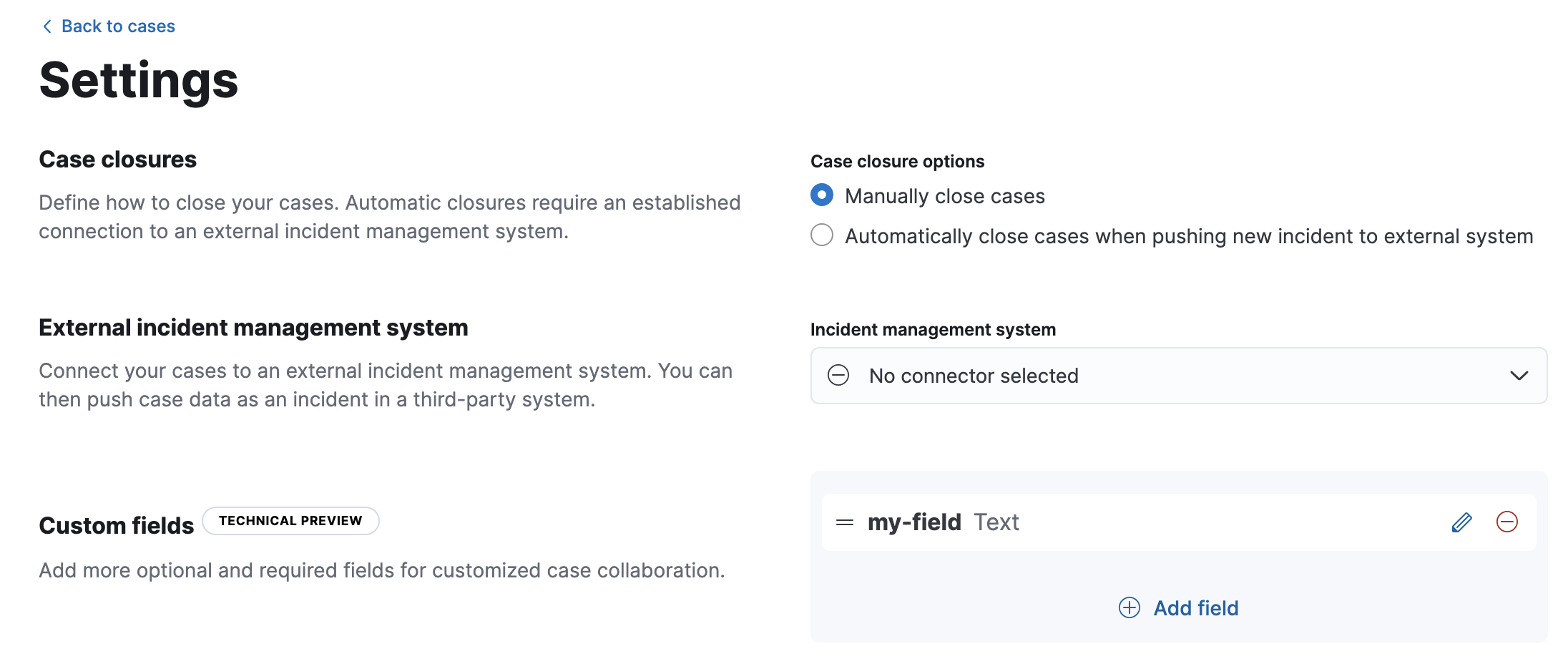 View custom fields in case settings