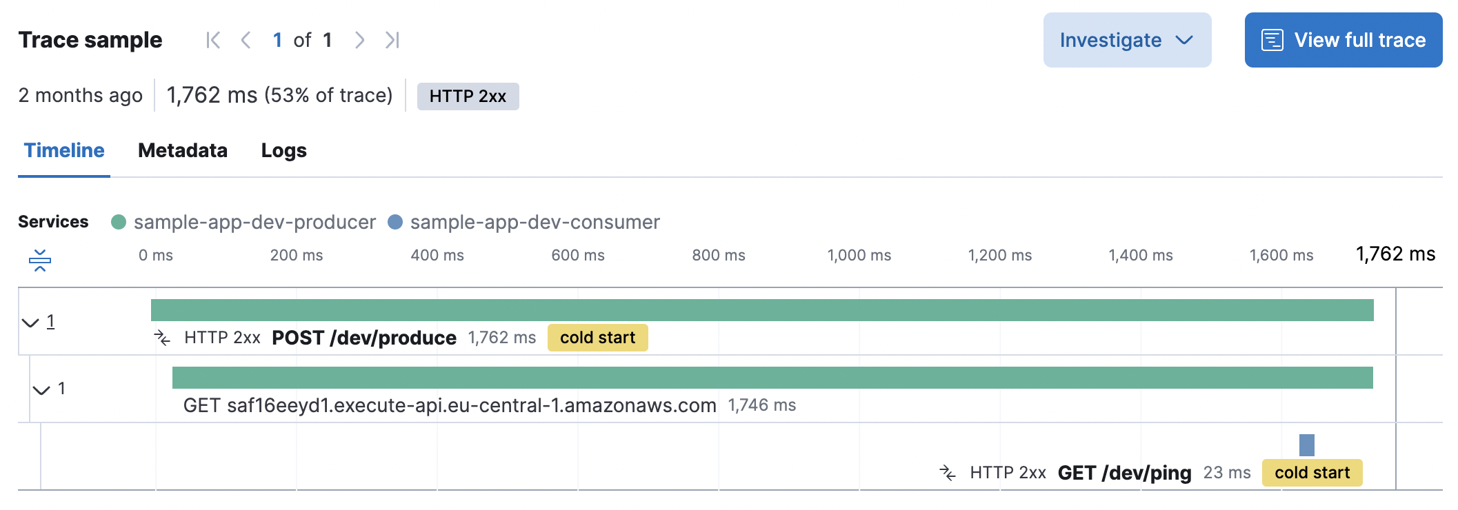 lambda cold start trace