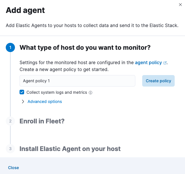 Add agent flyout in Kibana