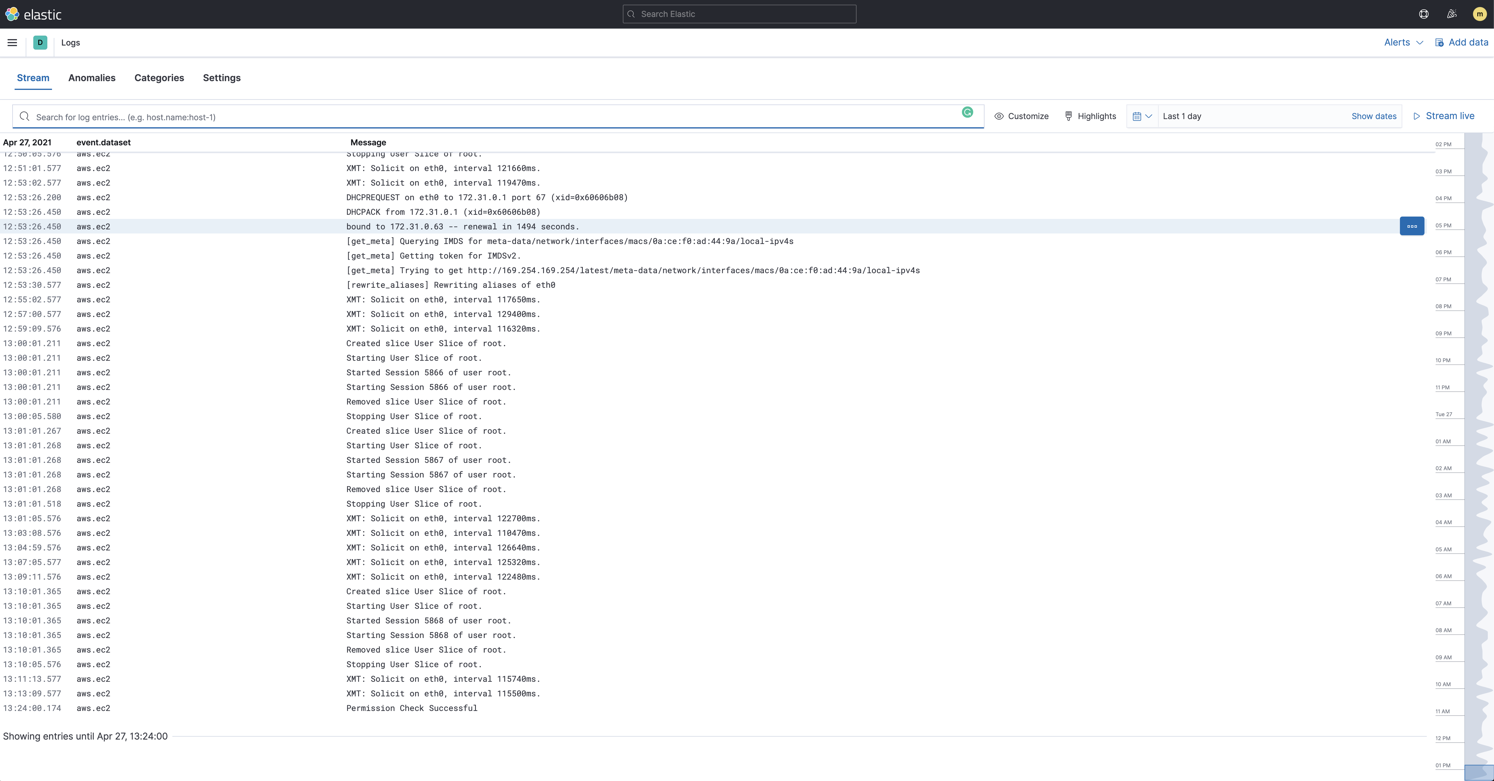 EC2 logs in the Logs UI