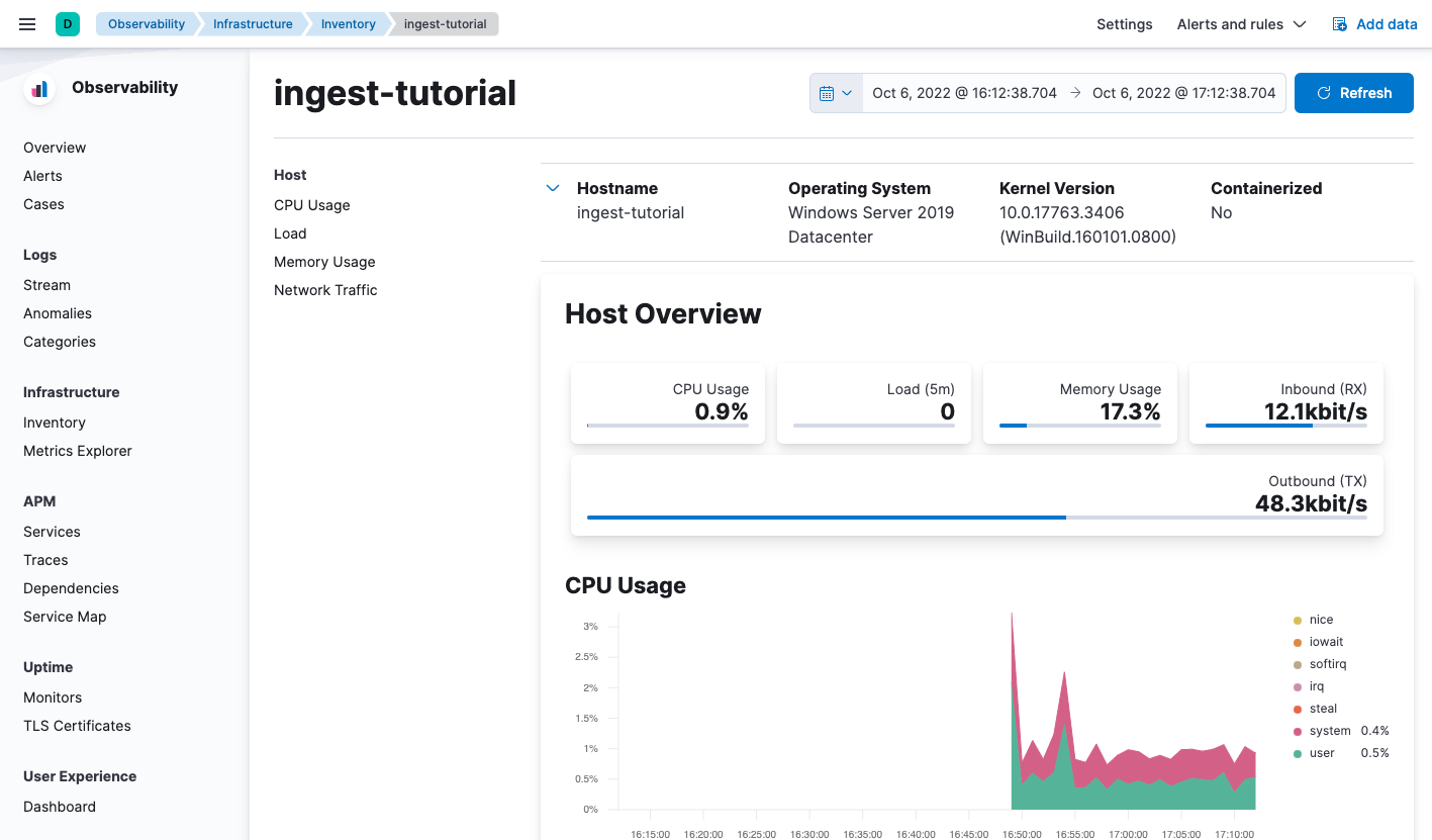 Screenshot of detailed VM metrics