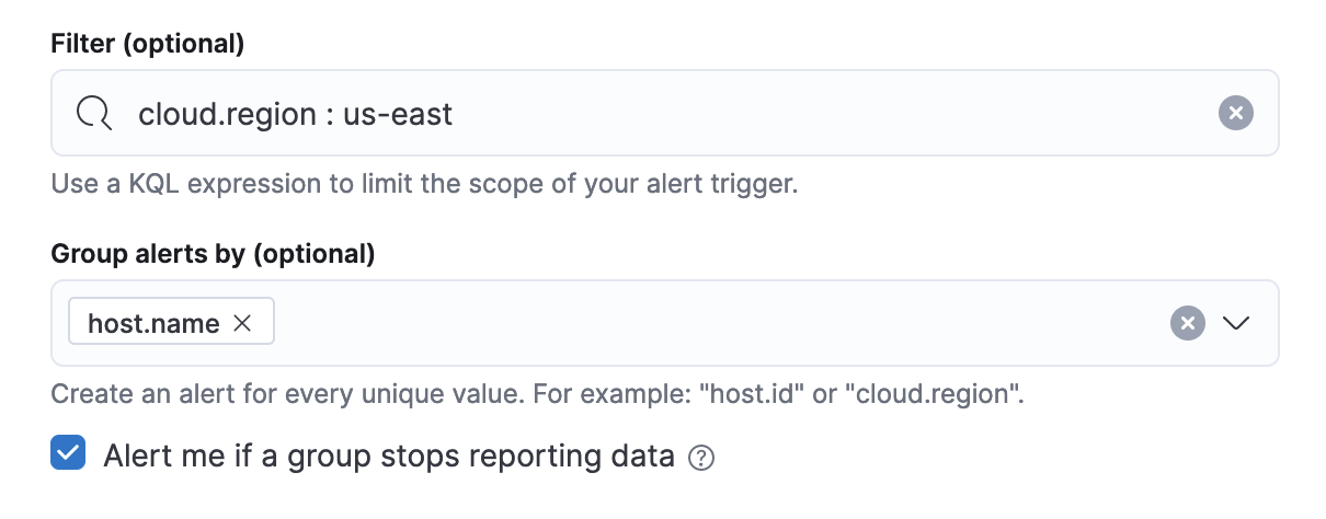 Metric threshold filter and group fields