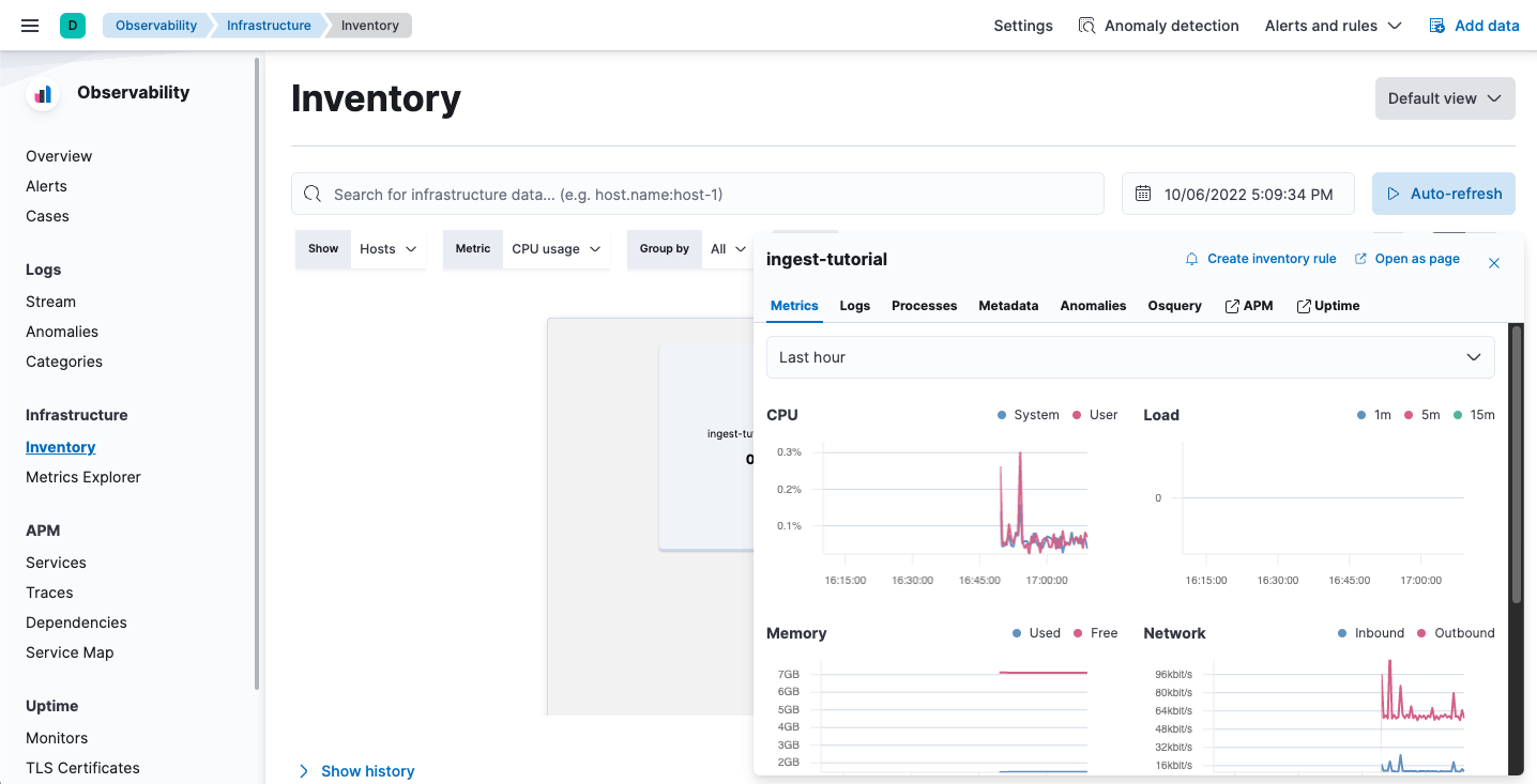 Screenshot of VM metrics