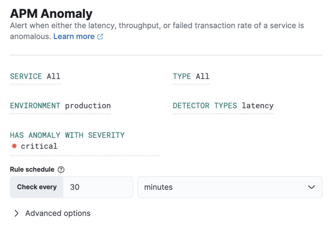 apm anomaly rule filters conditions