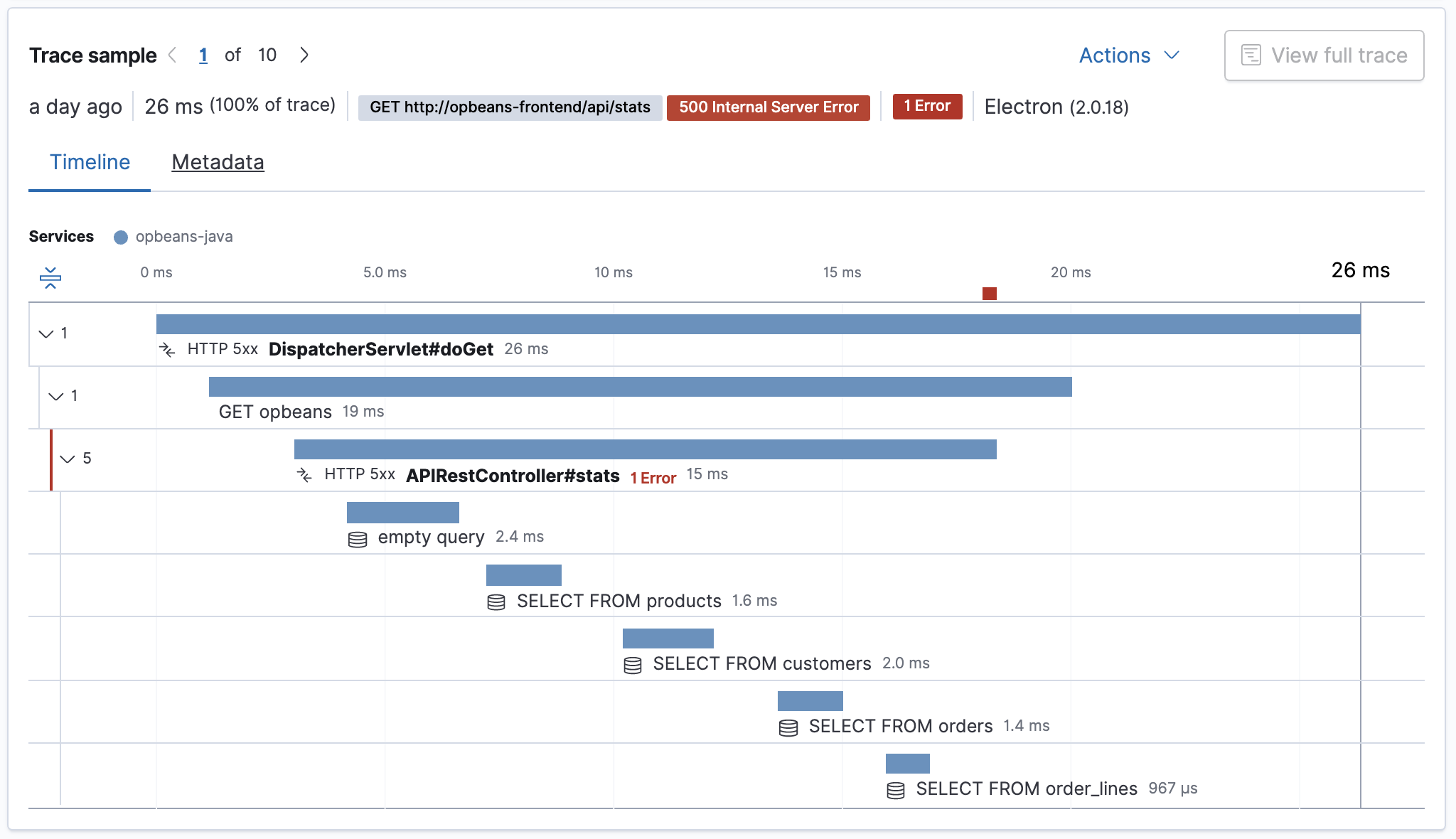 View specific transaction in Applications UI