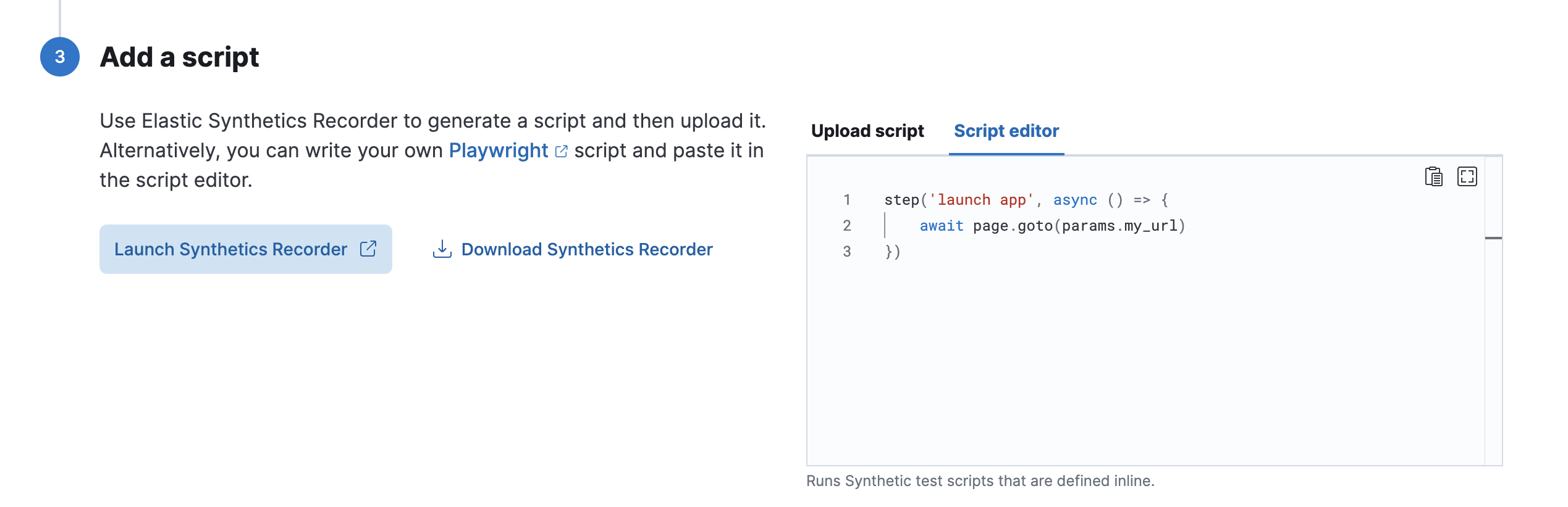 Use a param in a browser monitor created in the Synthetics UI