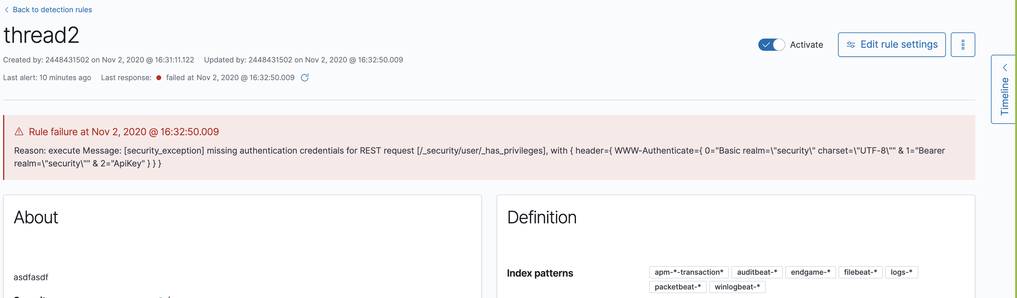 detection rule failure