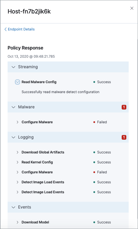 Config status details