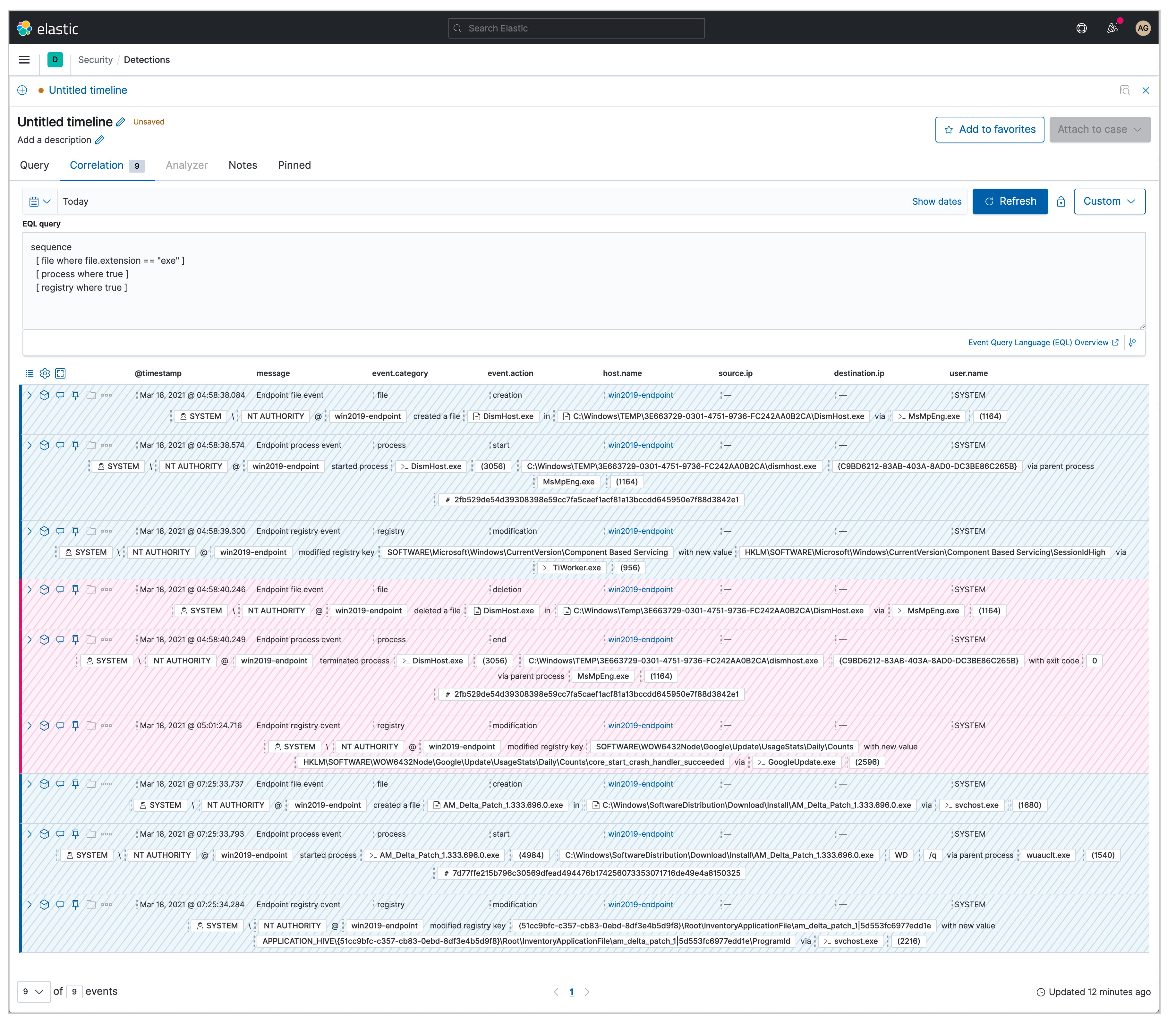 correlation tab eql query