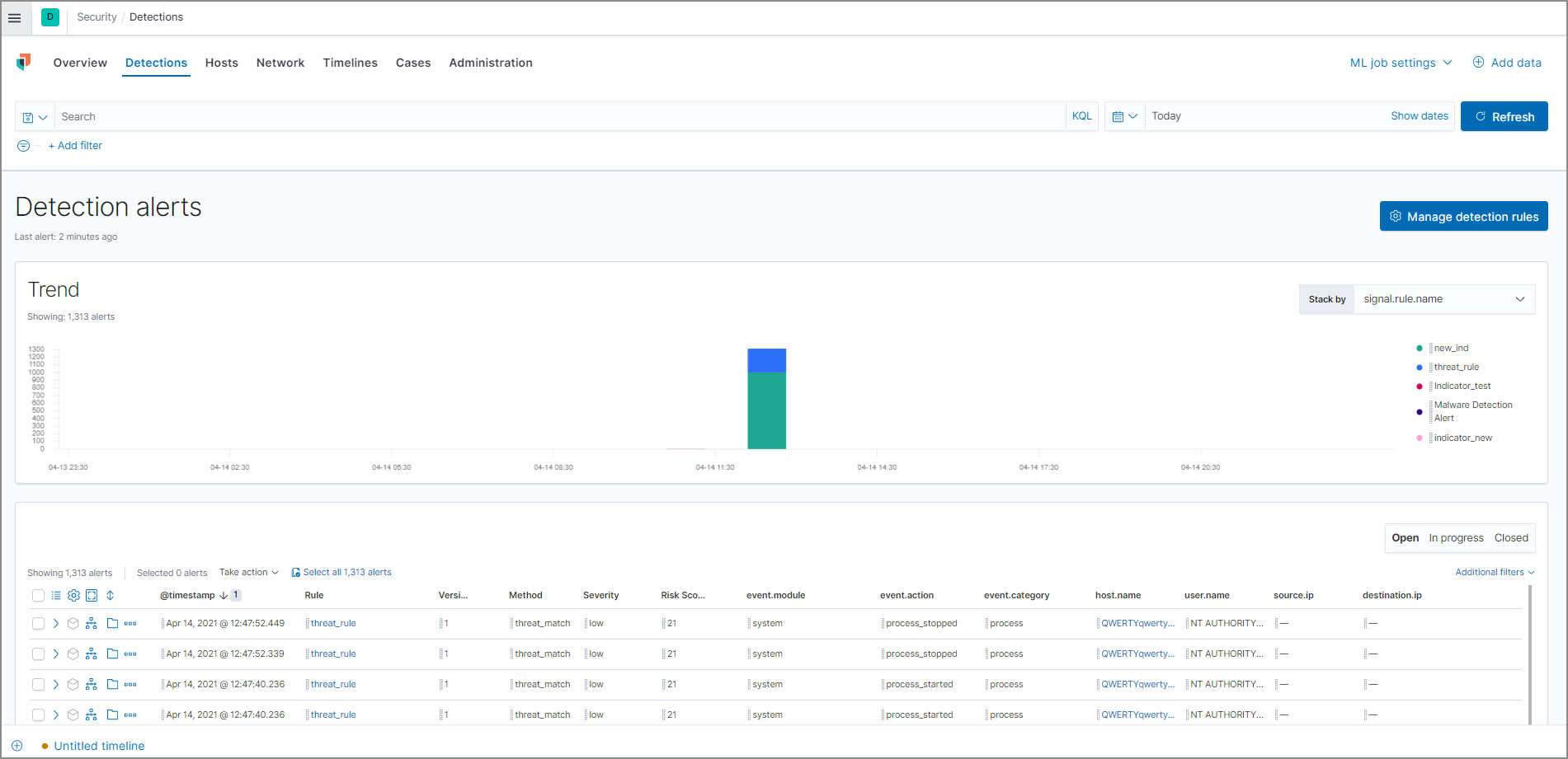 detections ui