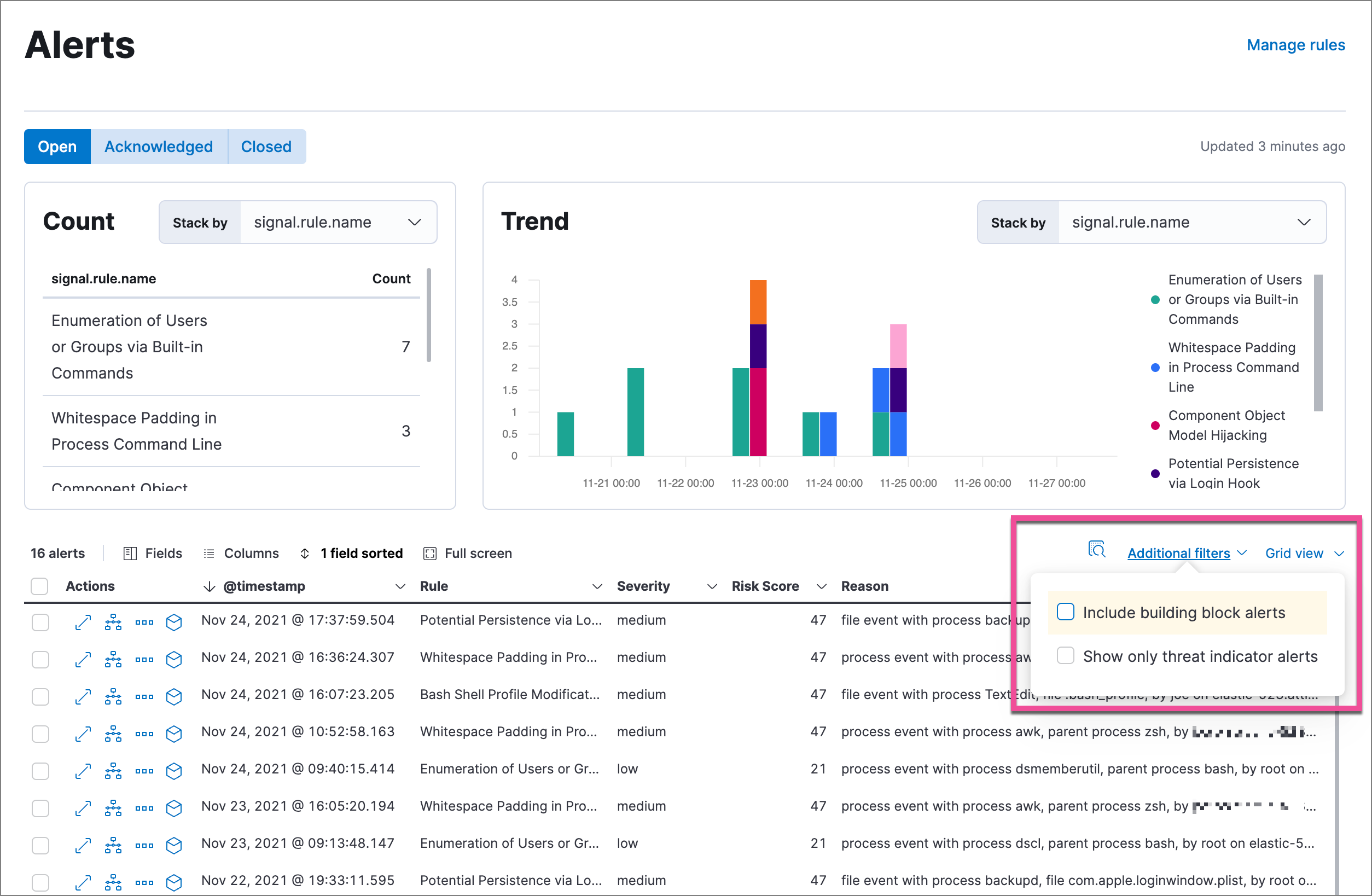 Shows multiple ways to filter information