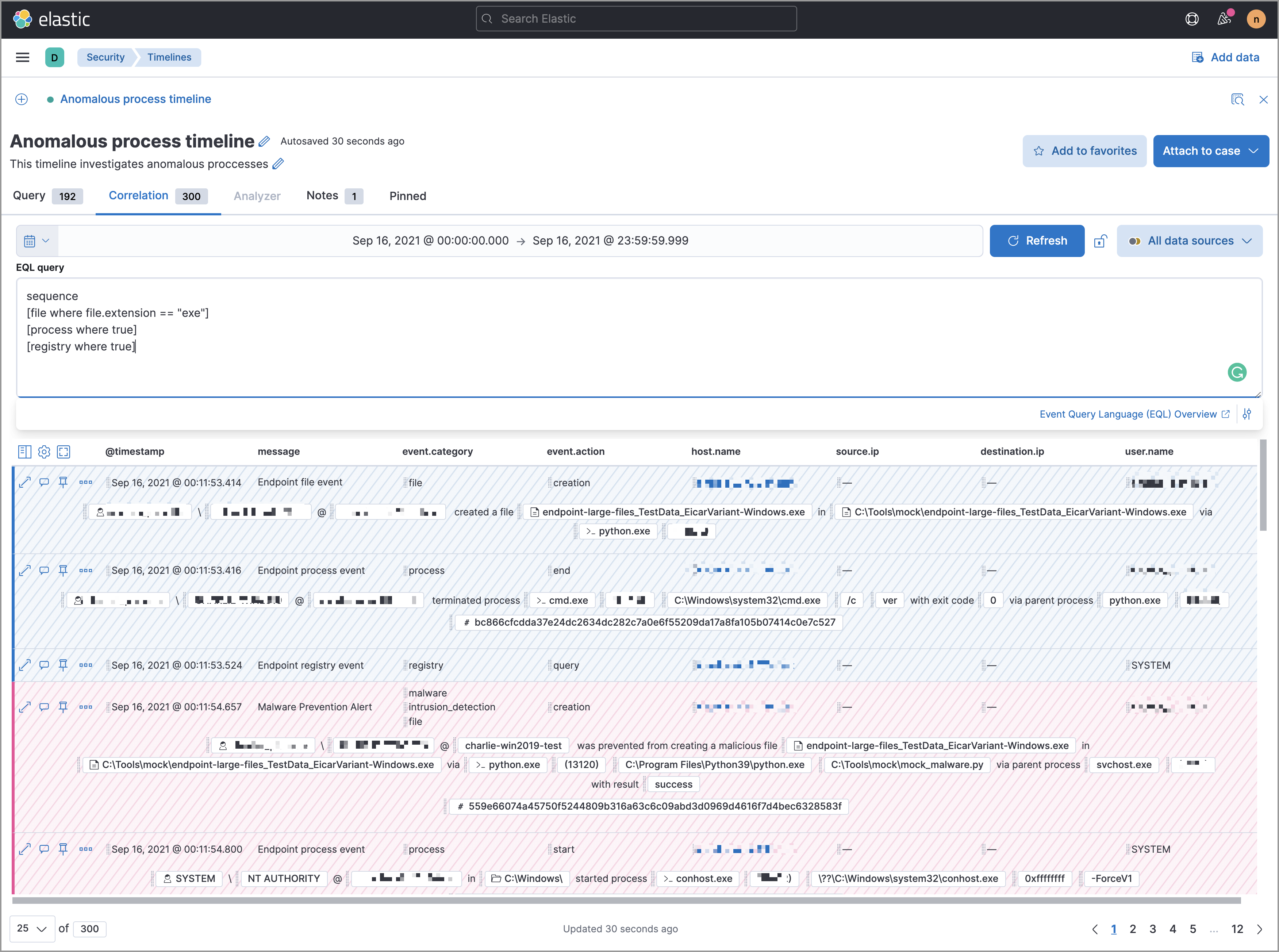 correlation tab eql query