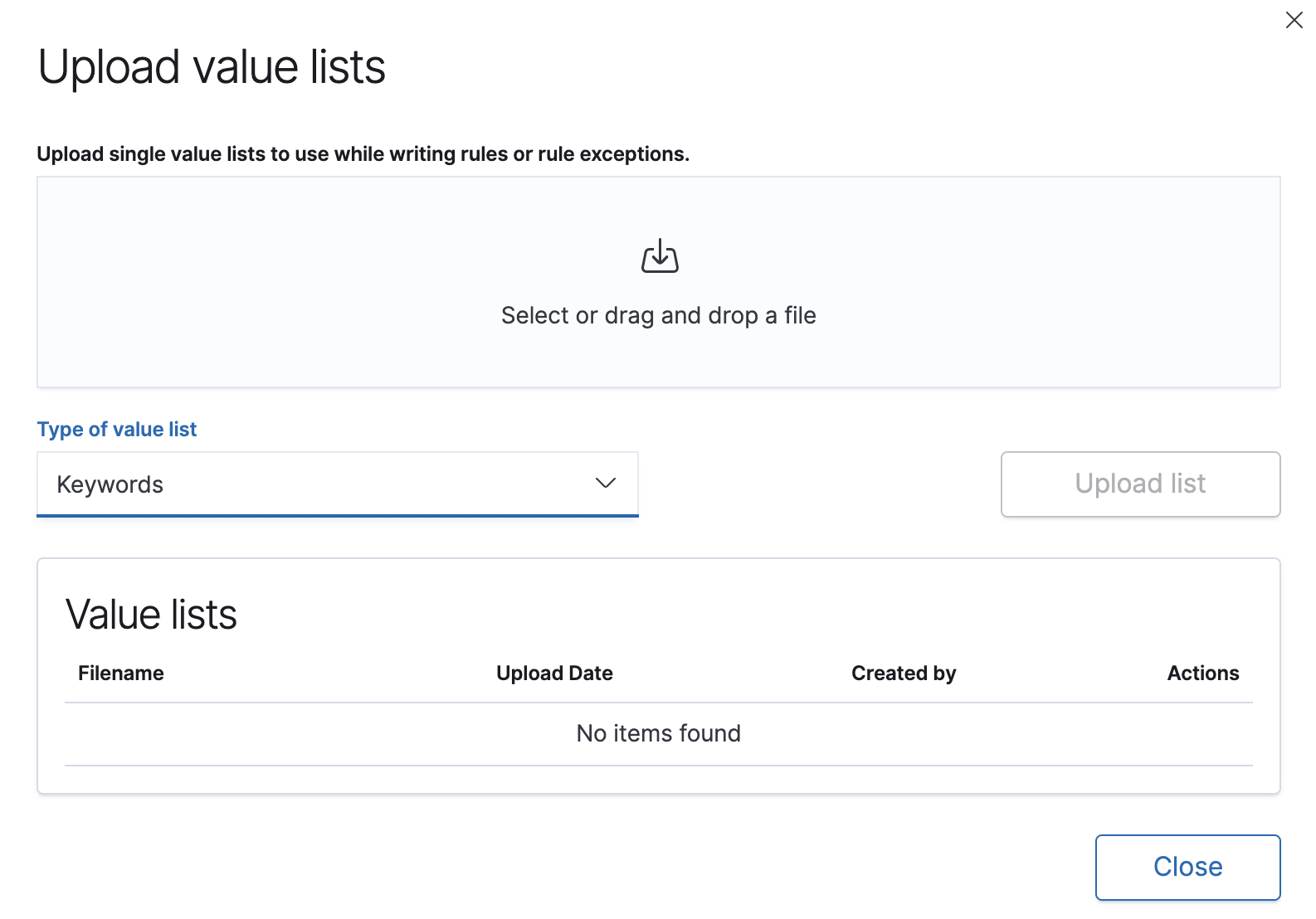 upload lists ui