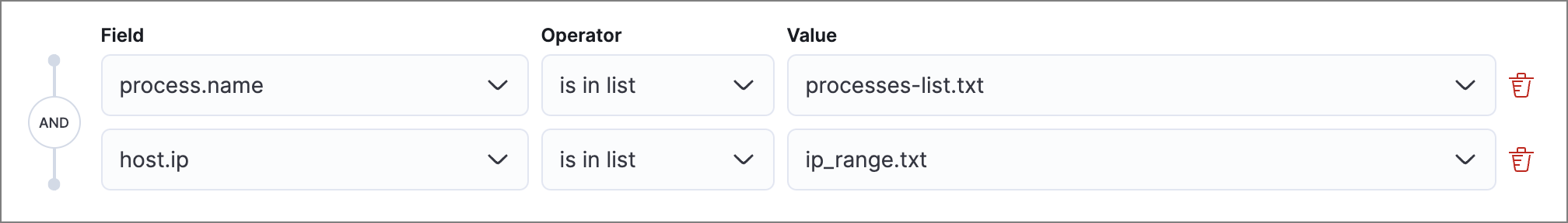 exceptions ui list