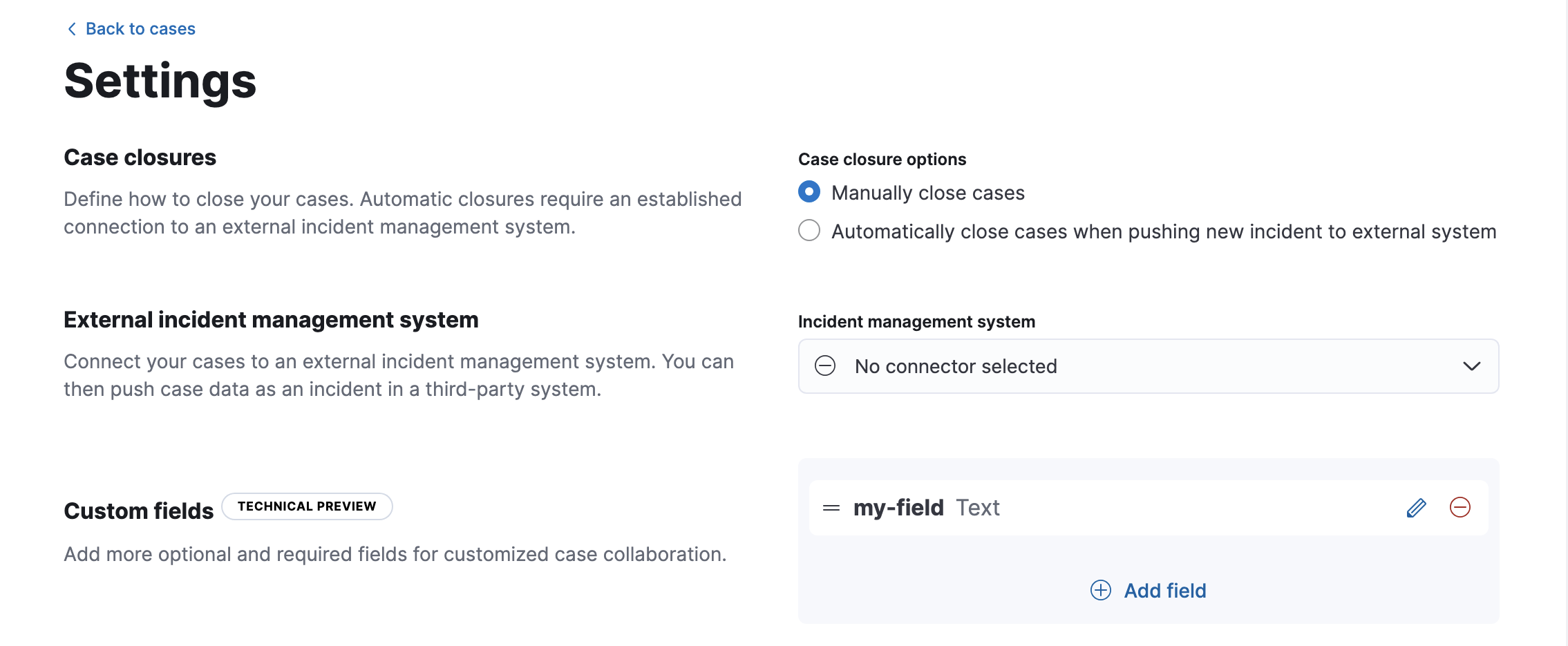 View custom fields in case settings