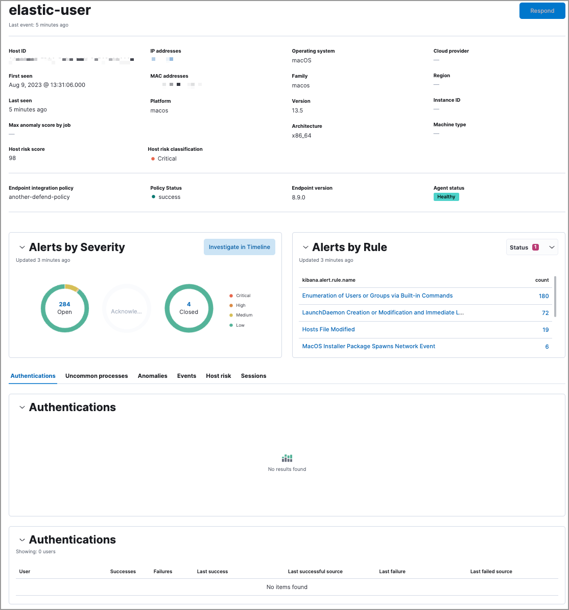 Host’s details page