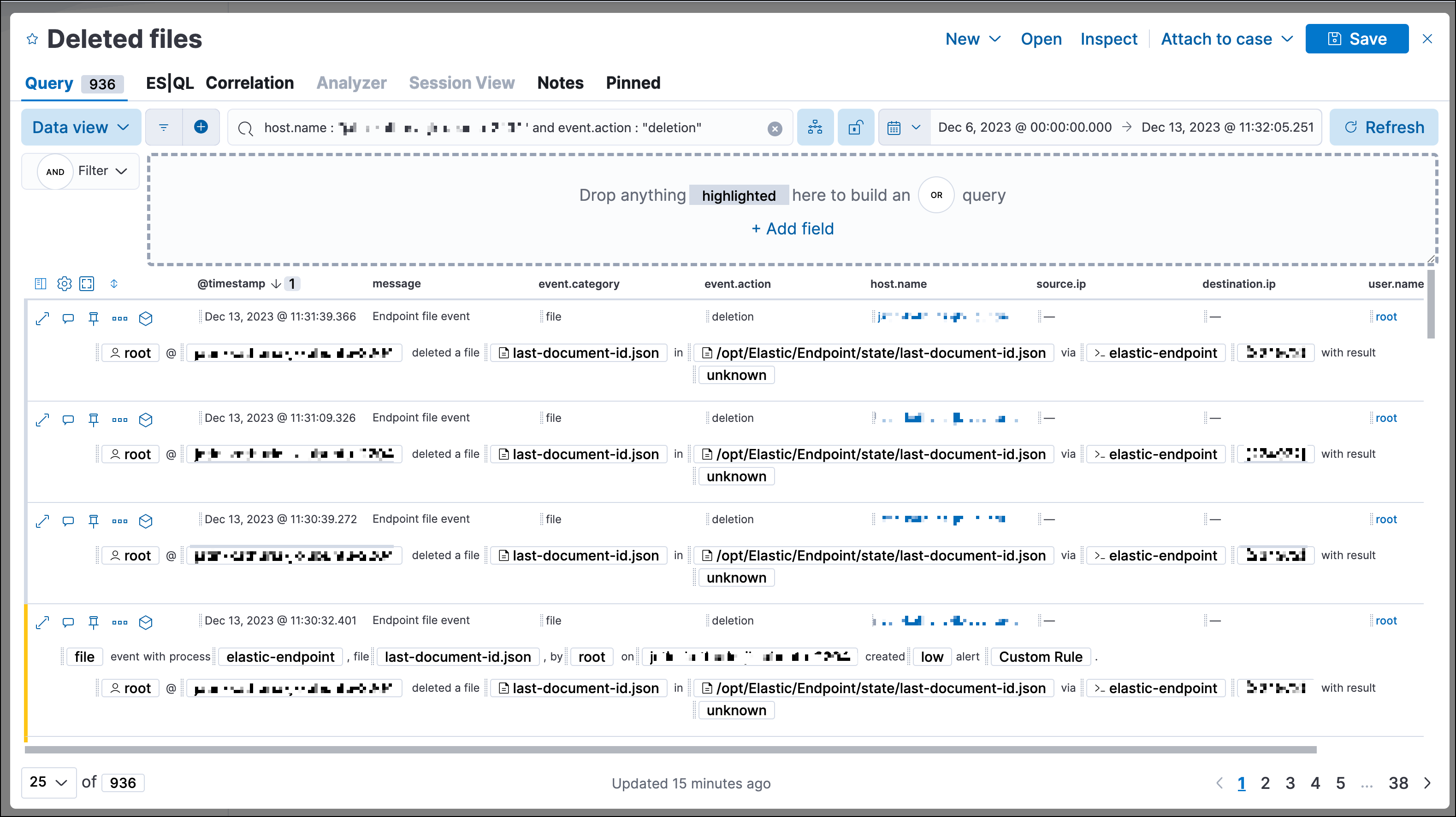 example Timeline with several events